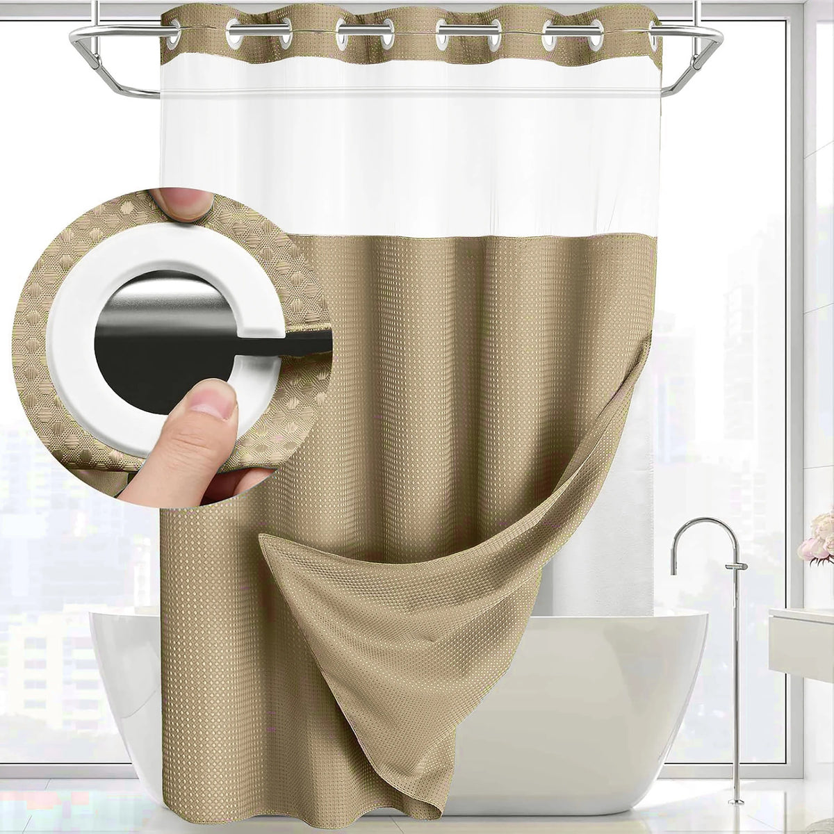 No Hook Shower Curtain
