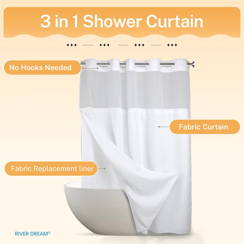 No Hook Shower Curtain