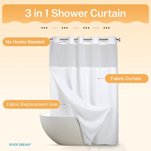 No Hook Shower Curtain